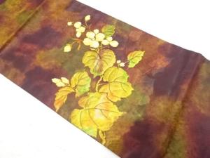 枝花模様織り出し　開き名古屋帯（額縁仕立て）